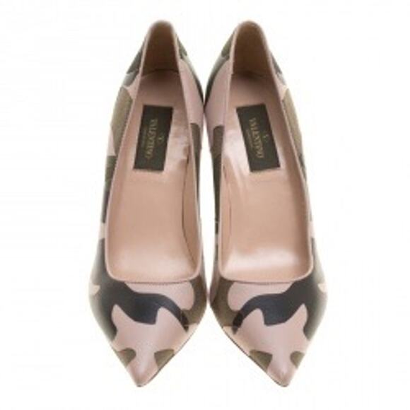 Valentino Garavani- Camouflage Leather and Canvas Pointed Toe Pumps Size:  7.5 - Picture 2 of 5